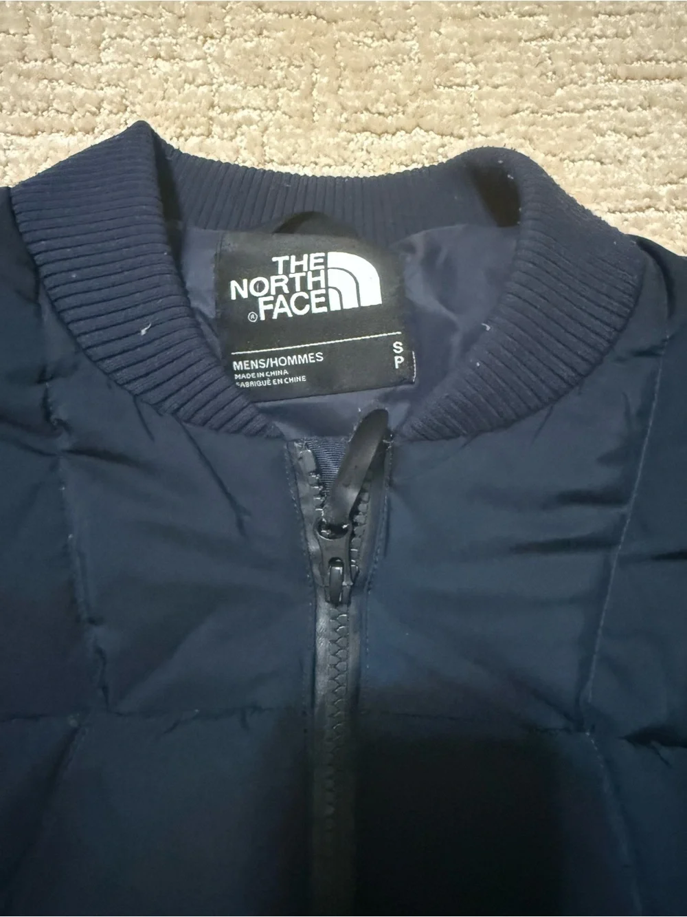The North Face Navy Quilted Puffer Bomber Jacket